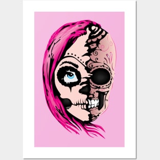 Mexican girl's skull Posters and Art